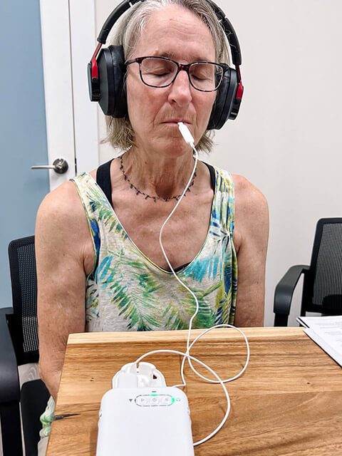 A Patient Testing the Lenire Device at Alaska Hearing & Tinnitus Center