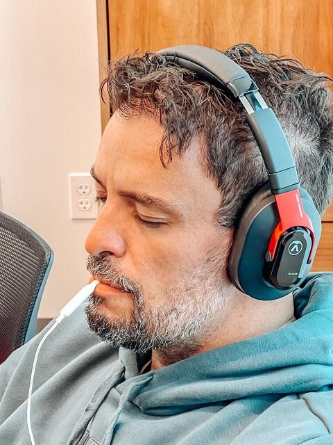 A Patient testing the Lenire Device at Alaska Hearing & Tinnitus Center