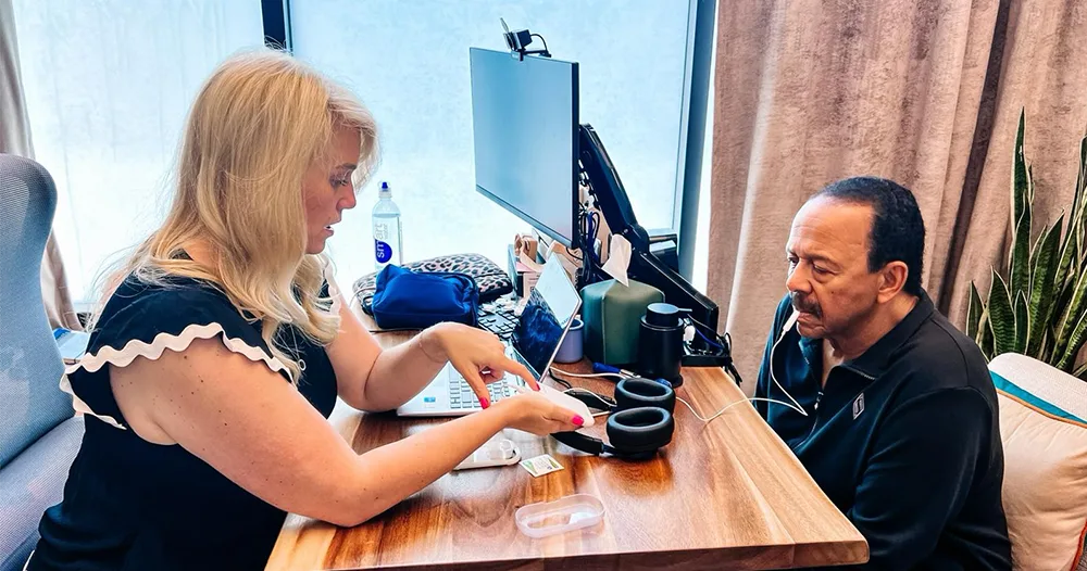 Dr. Emily McMahan With Patient During Lenire Tinnitus Treatment