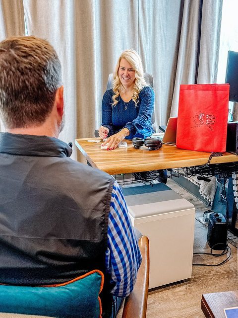 Dr. Emily McMahan With Patient During Lenire Tinnitus Treatment